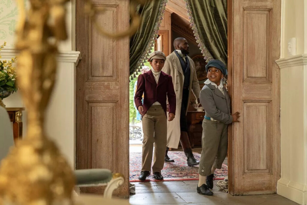 Will, Alice and their children are seen touring the historic property together in the second episode of Netflix Bridgerton. 